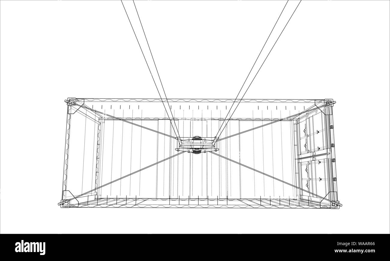 Contenitore di carico. Filo-stile cornice Illustrazione Vettoriale