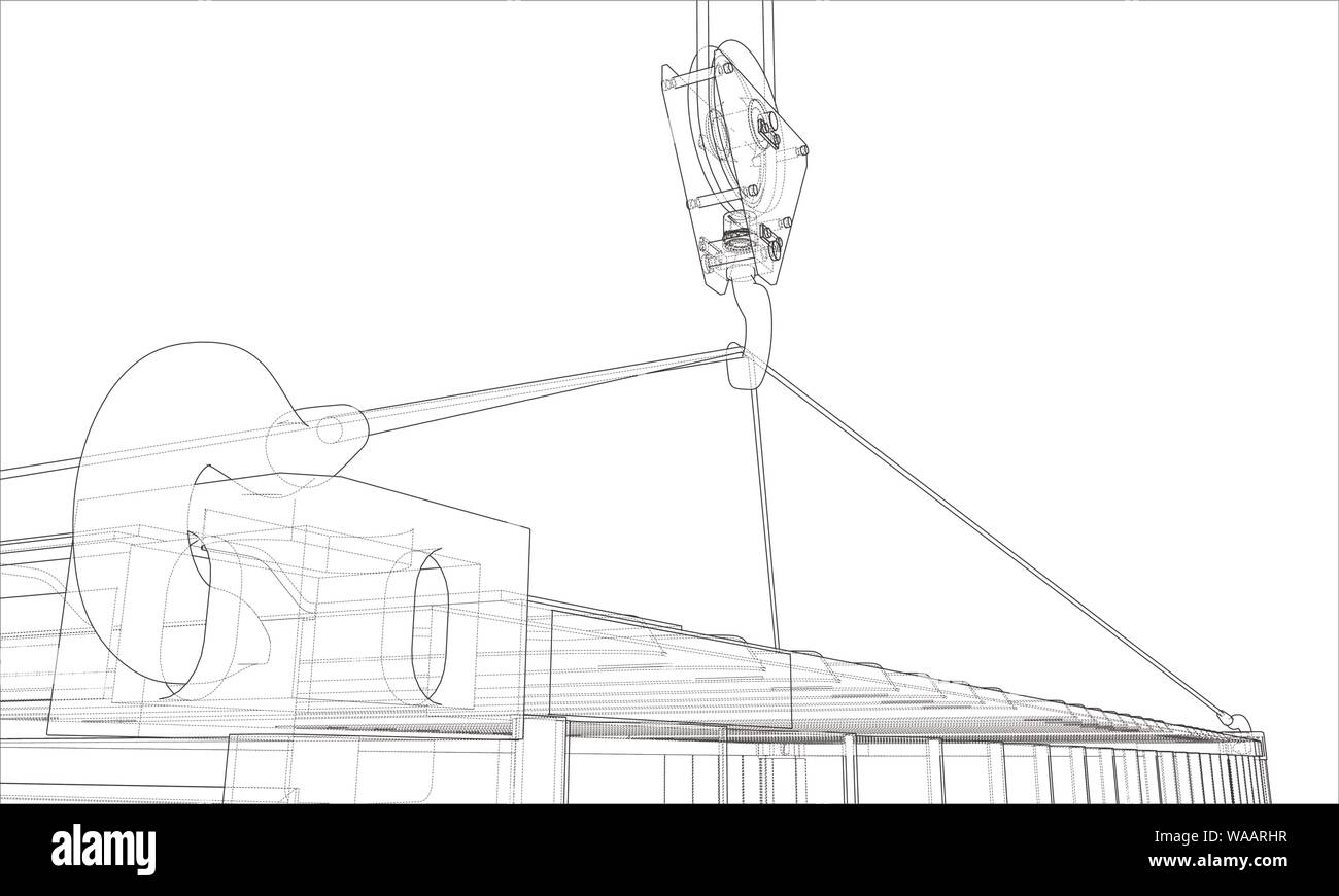 Contenitore di carico. Filo-stile cornice Illustrazione Vettoriale