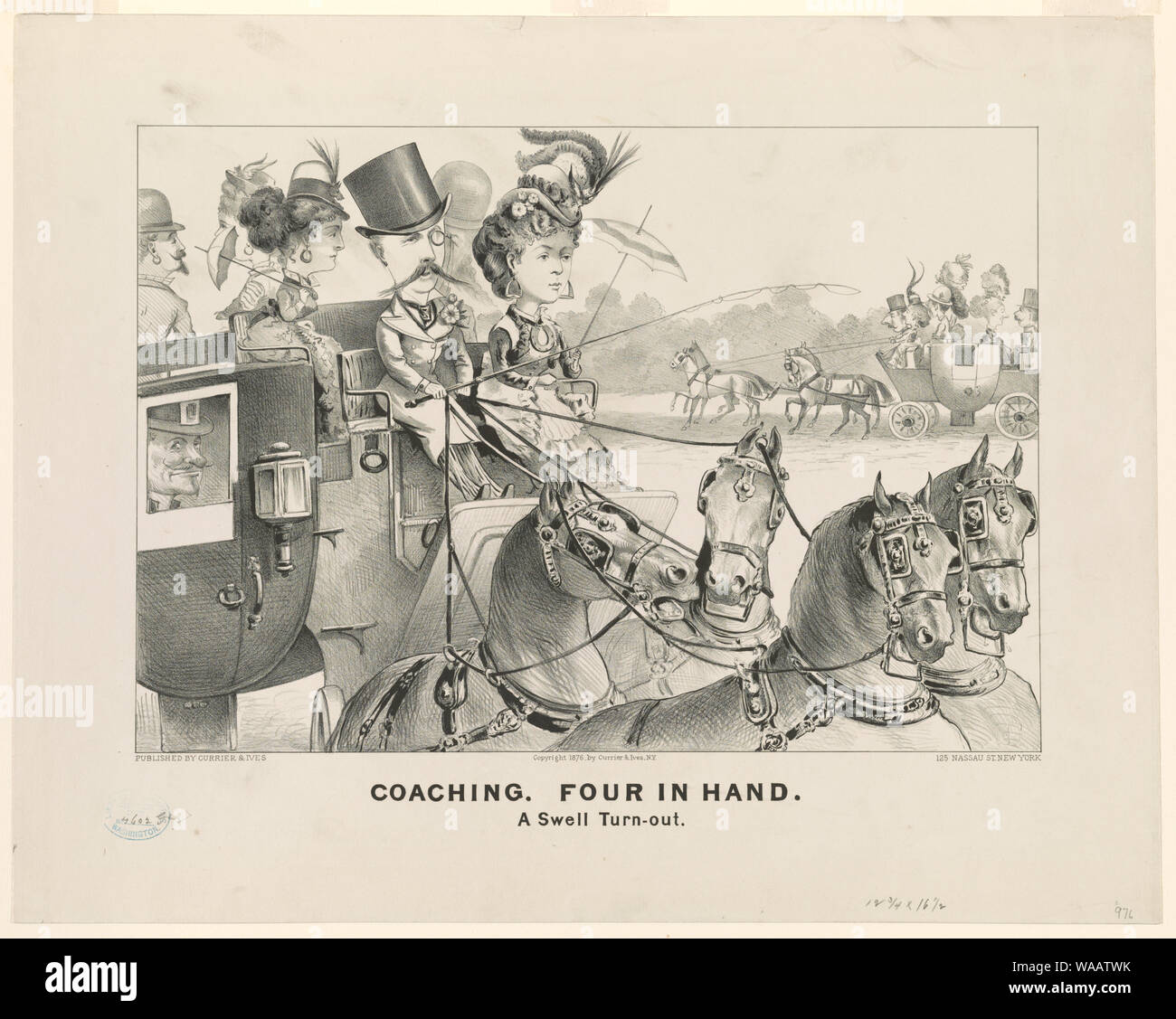 Coaching. Quattro in mano: un rigonfiamento di turn-out Foto Stock