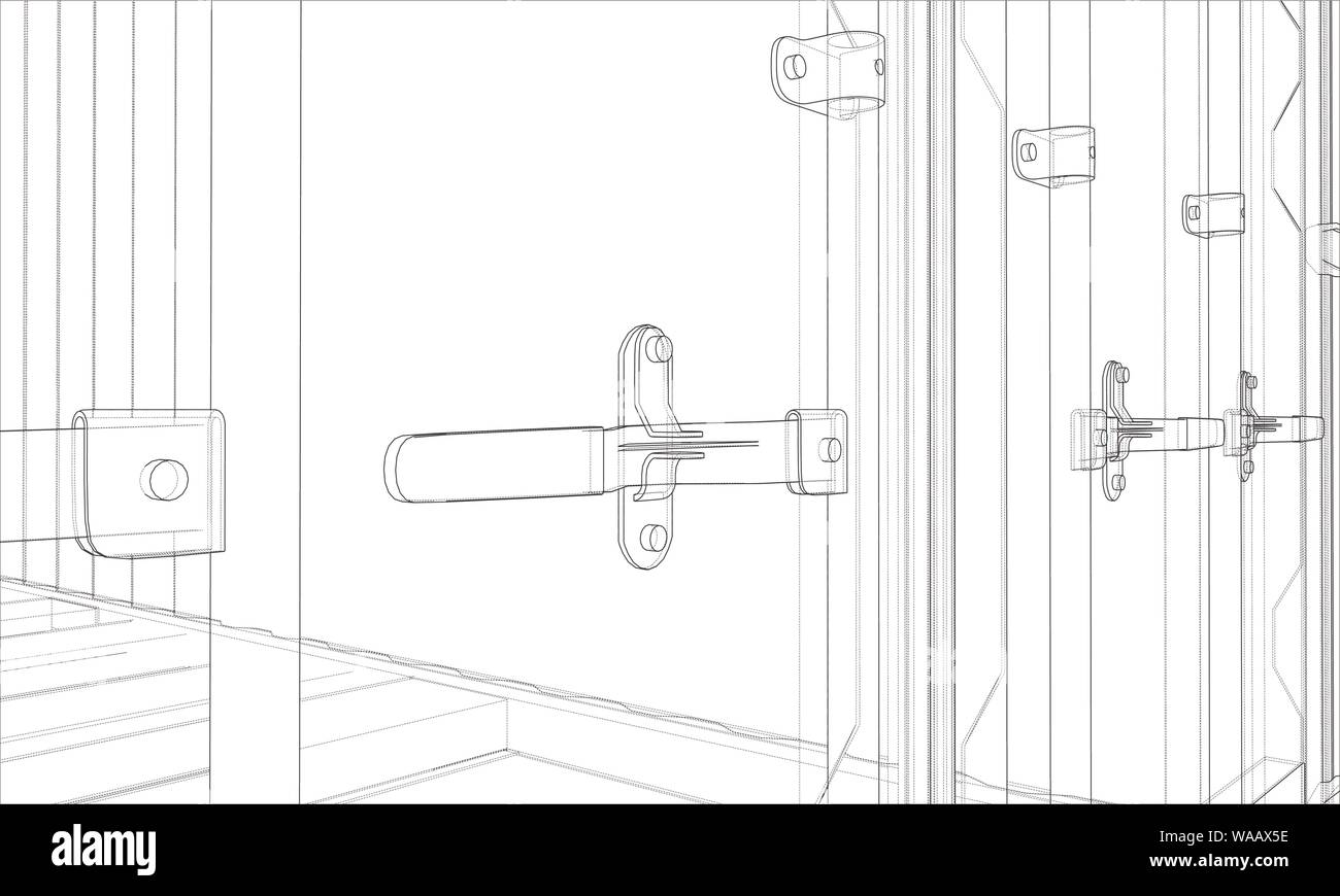 Contenitore di carico. Filo-stile cornice Illustrazione Vettoriale
