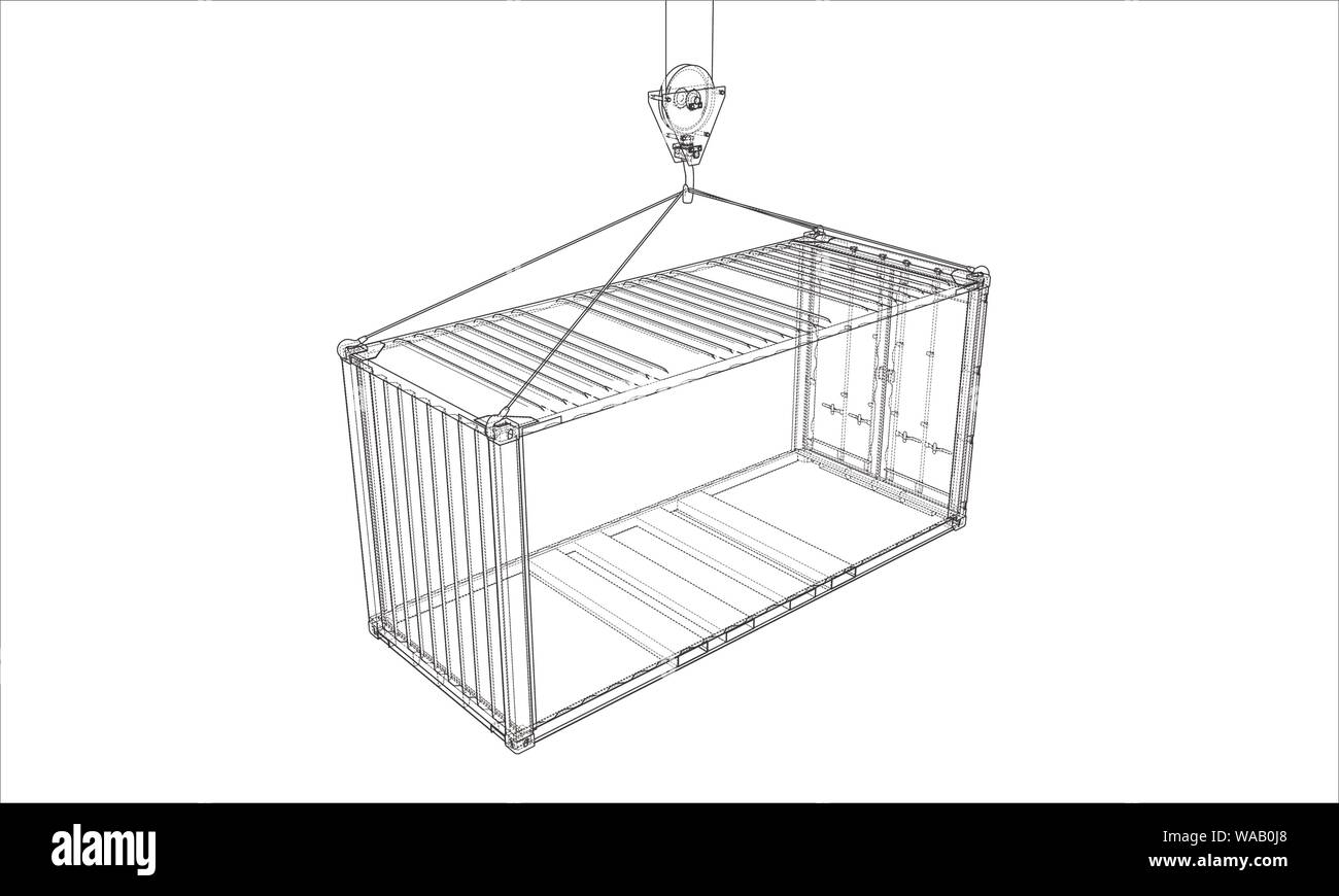 Contenitore di carico. Filo-stile cornice Illustrazione Vettoriale