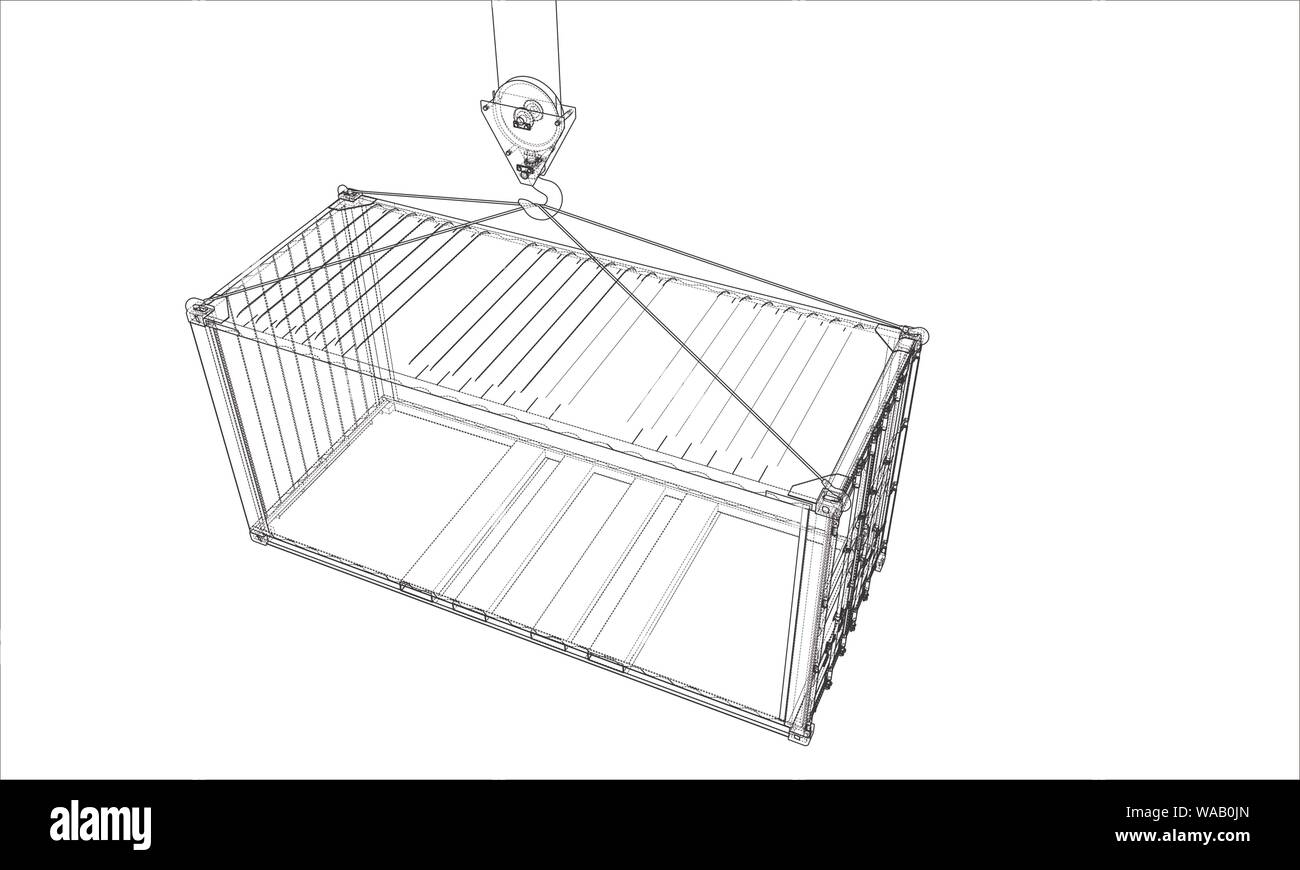 Contenitore di carico. Filo-stile cornice Illustrazione Vettoriale