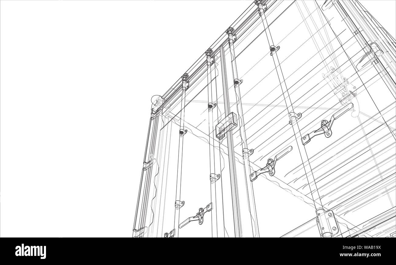 Contenitore di carico. Filo-stile cornice Illustrazione Vettoriale
