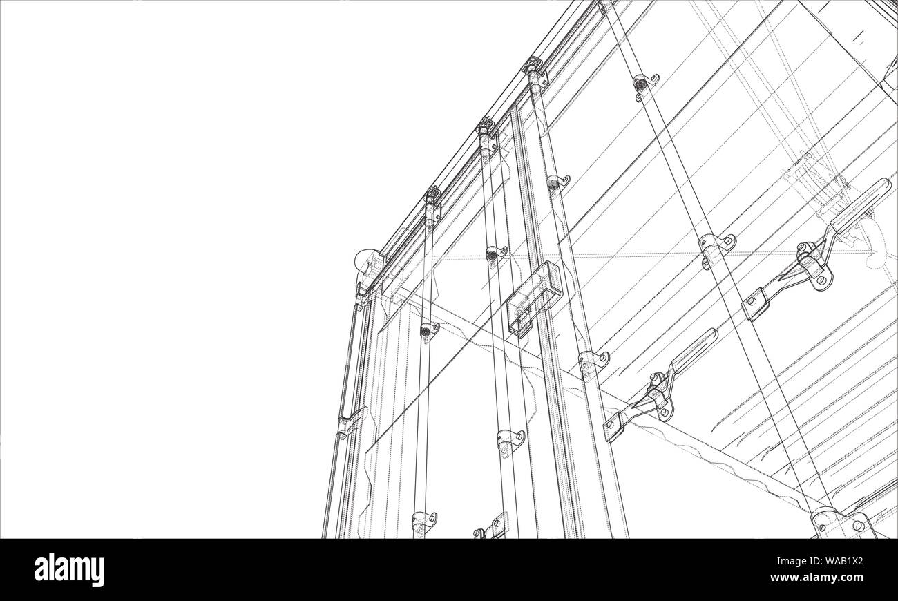 Contenitore di carico. Filo-stile cornice Illustrazione Vettoriale