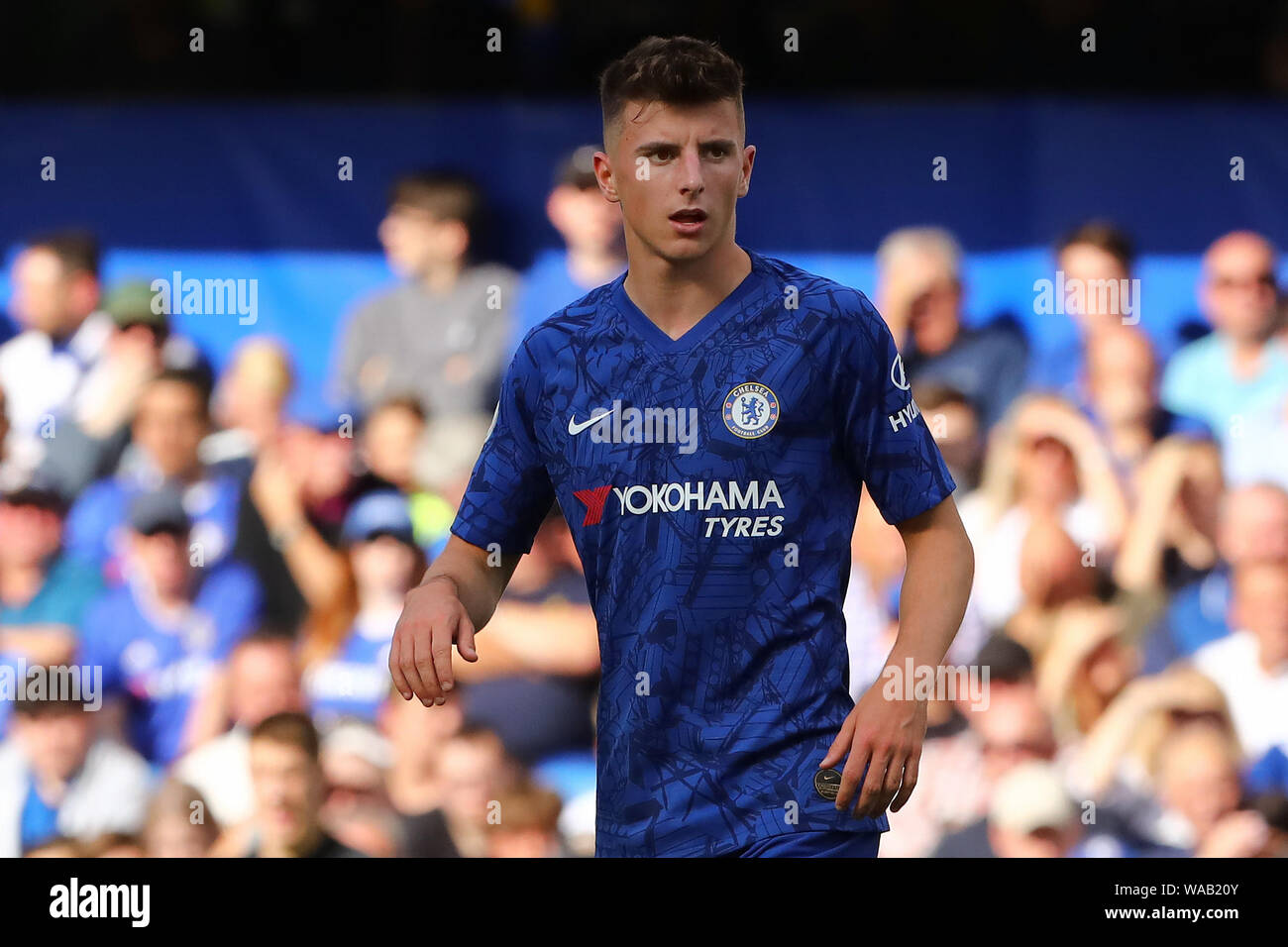 Mason Mount di Chelsea - Chelsea v Leicester City, Premier League, Stamford Bridge, London, Regno Unito - 18 agosto 2019 solo uso editoriale - DataCo restrizioni si applicano Foto Stock