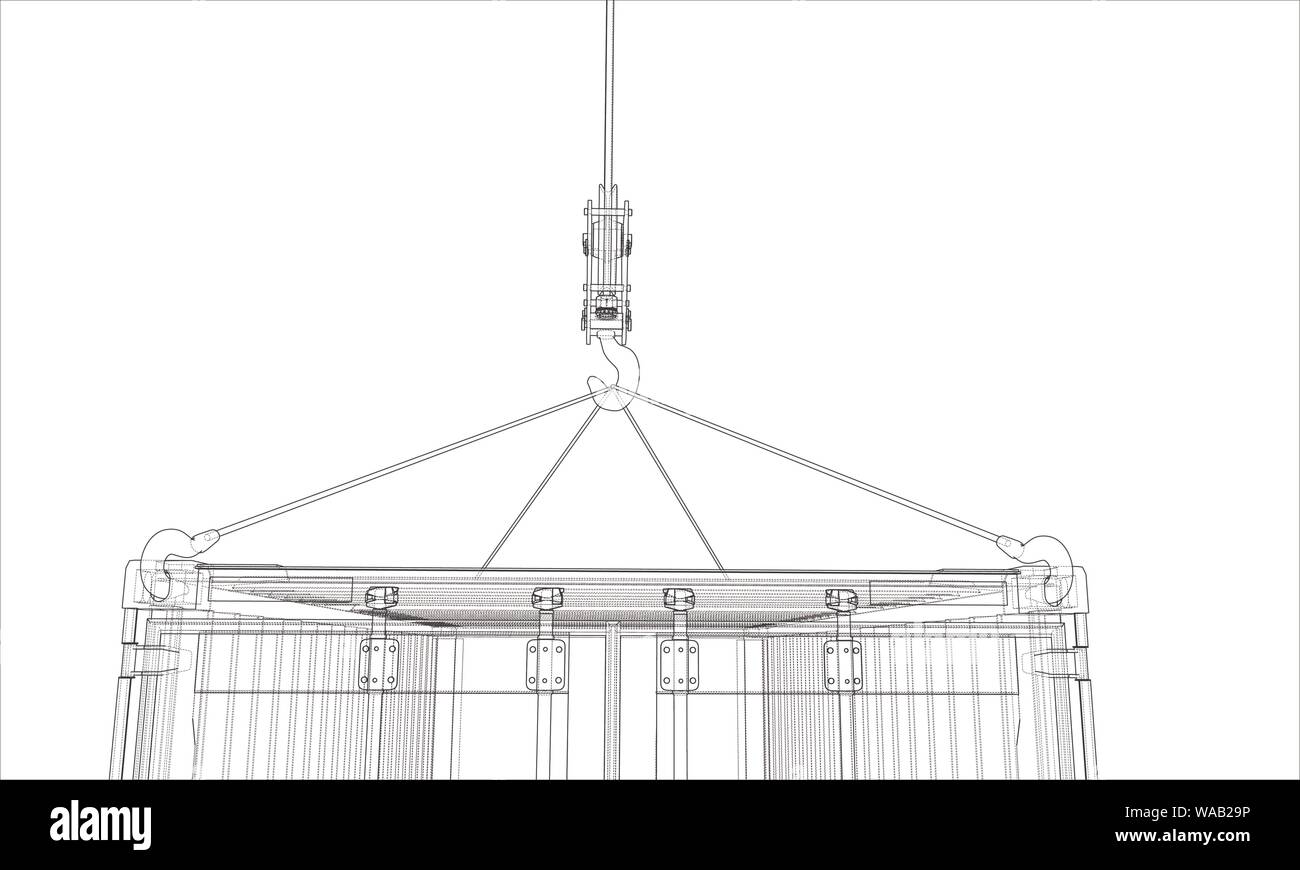 Contenitore di carico. Filo-stile cornice Illustrazione Vettoriale