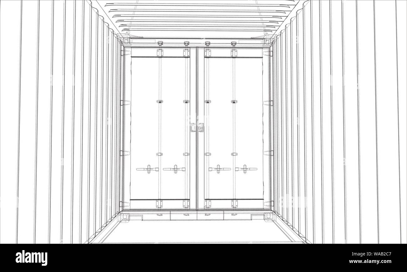 Contenitore di carico. Filo-stile cornice Illustrazione Vettoriale