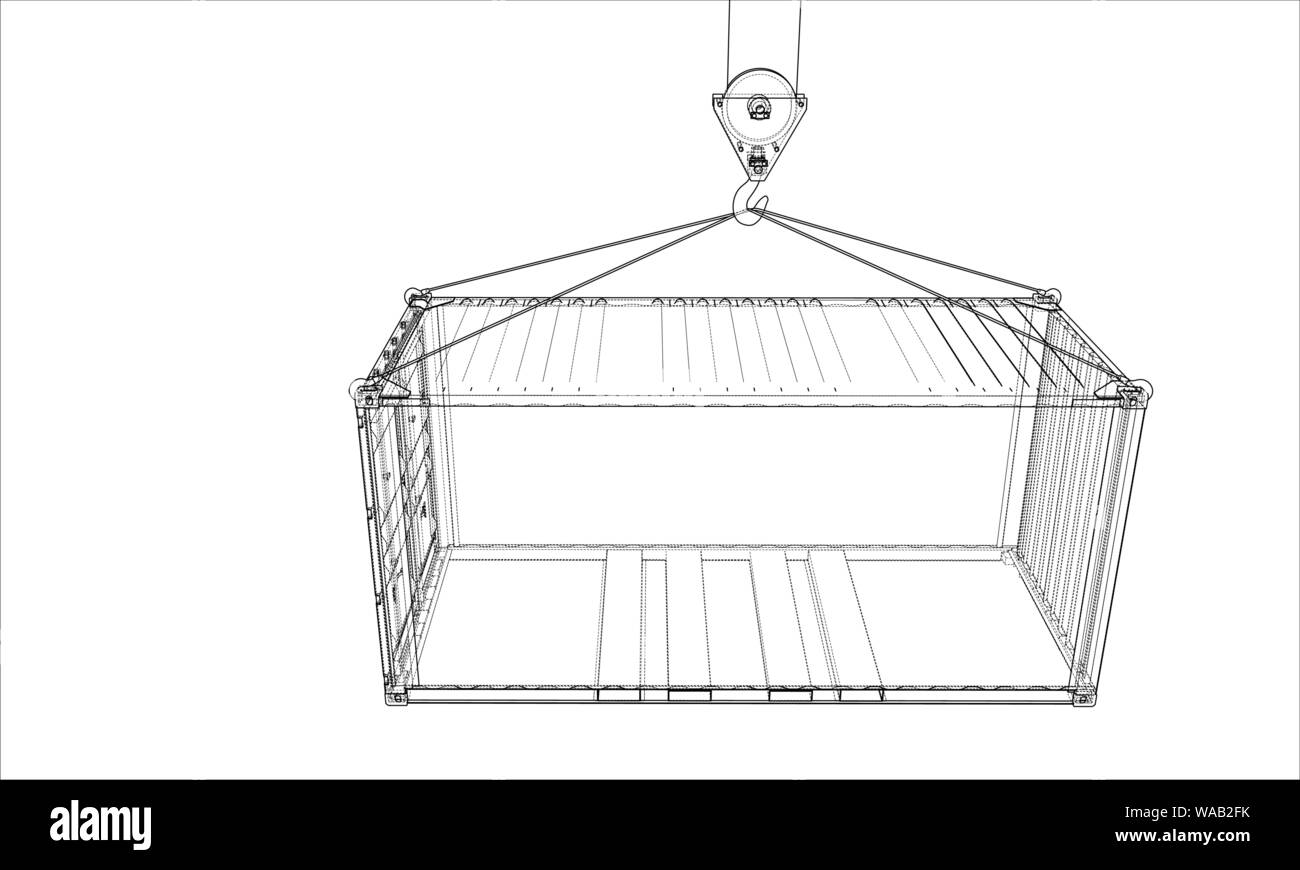 Contenitore di carico. Filo-stile cornice Illustrazione Vettoriale