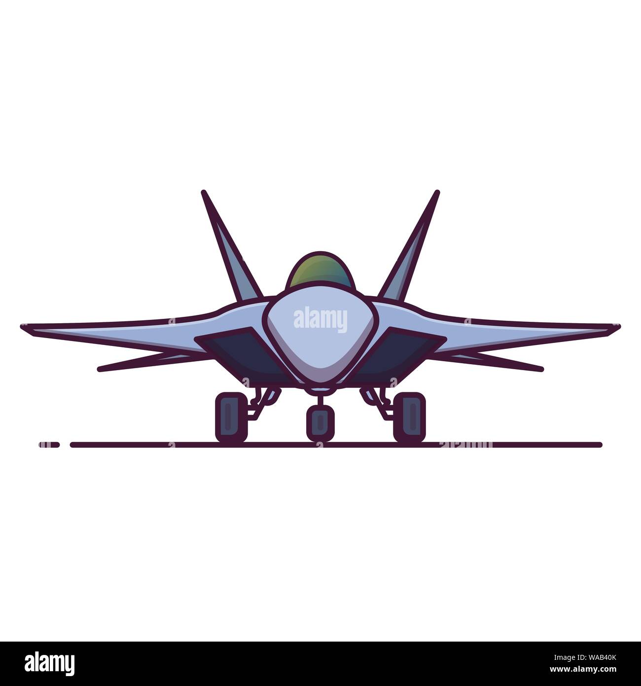 Vista frontale della guerra moderna piano. Lo stile di linea illustrazione vettoriale. Moderni jet da combattimento banner. Aerei militari vista frontale. Armati di pixel di aviazione perfetta Illustrazione Vettoriale