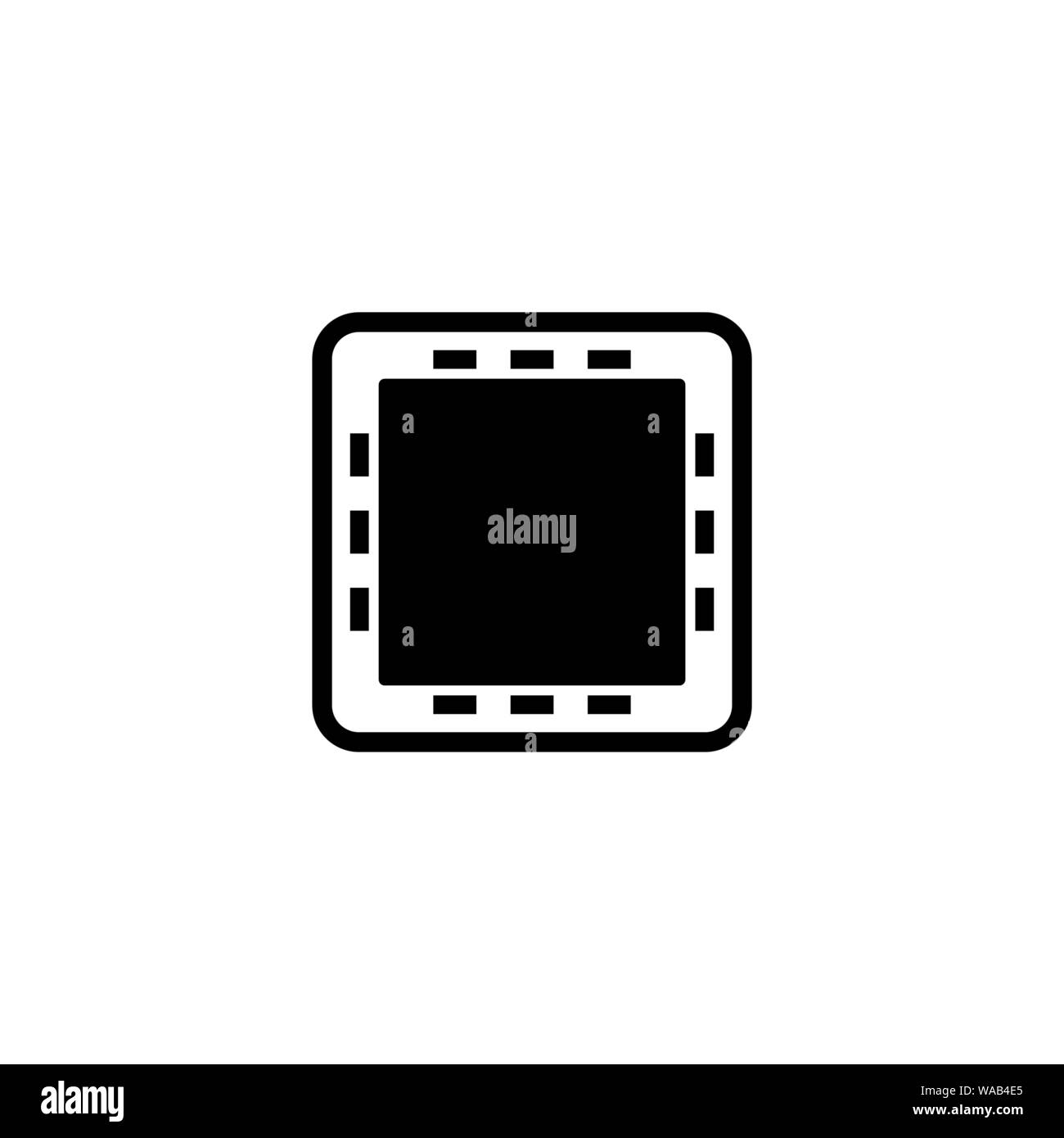 Cpu su scheda madre, chip hardware. Piatto icona Vettore illustrazione. Semplice simbolo nero su sfondo bianco. Cpu su scheda madre, il Chip hardware desi segno Illustrazione Vettoriale