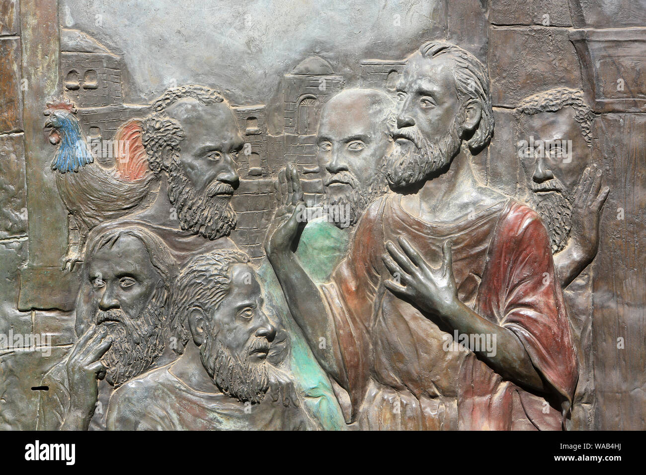 La negazione di San Pietro. Chiesa di San Pietro in Gallicantu. Gerusalemme. Israël. Foto Stock