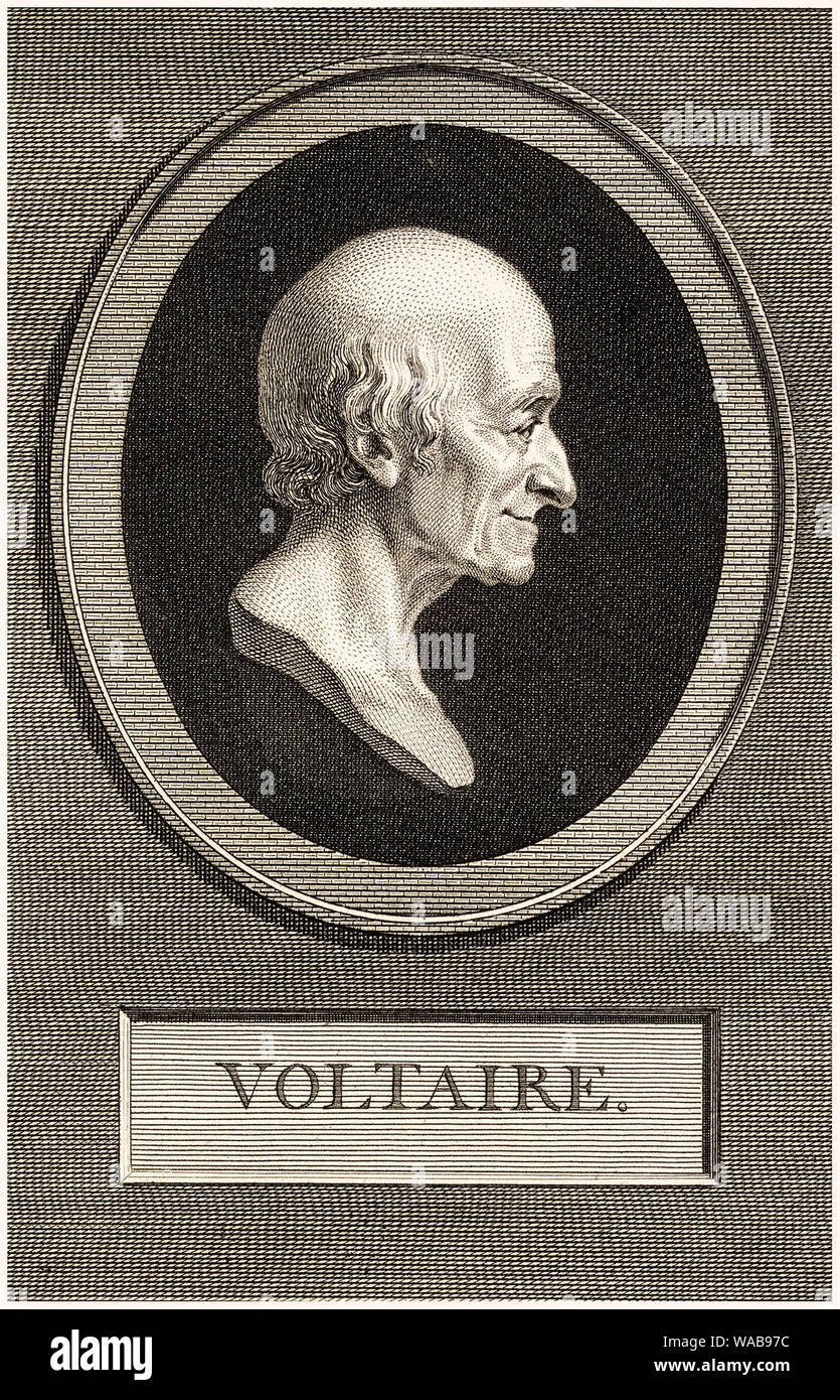 Ritratto di Voltaire, (François-Marie Arouet), 1694-1778, incisione, 1801 Foto Stock