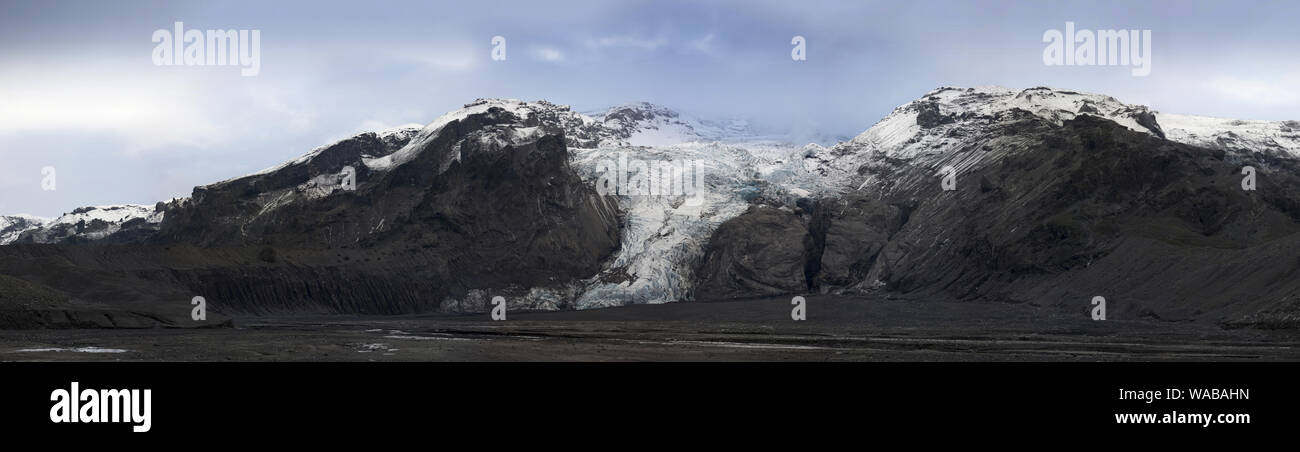 Raffica di origine glaciale, Gigjokull, ghiacciaio Eyjafjallajokull, Islanda Foto Stock