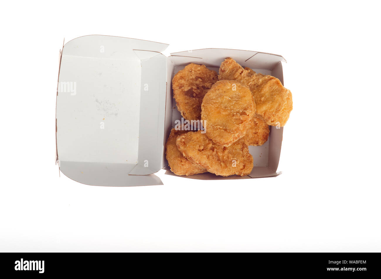 McDonald's da 6 pezzi di pollo mcnuggets scatola aperta che mostra pepite Foto Stock