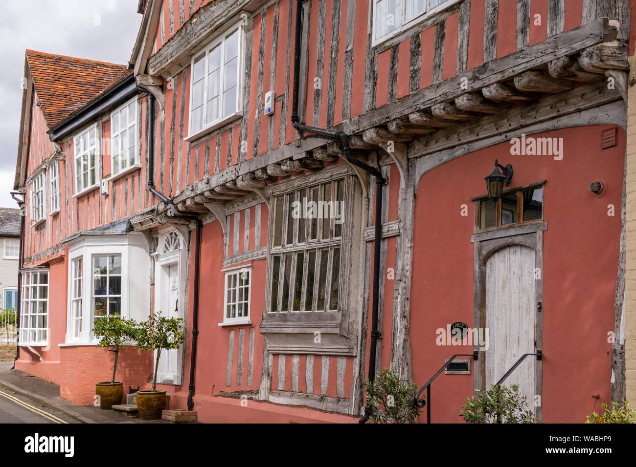 Il pittoresco borgo medievale di Lavenham, Suffolk, Inghilterra, Regno Unito Foto Stock
