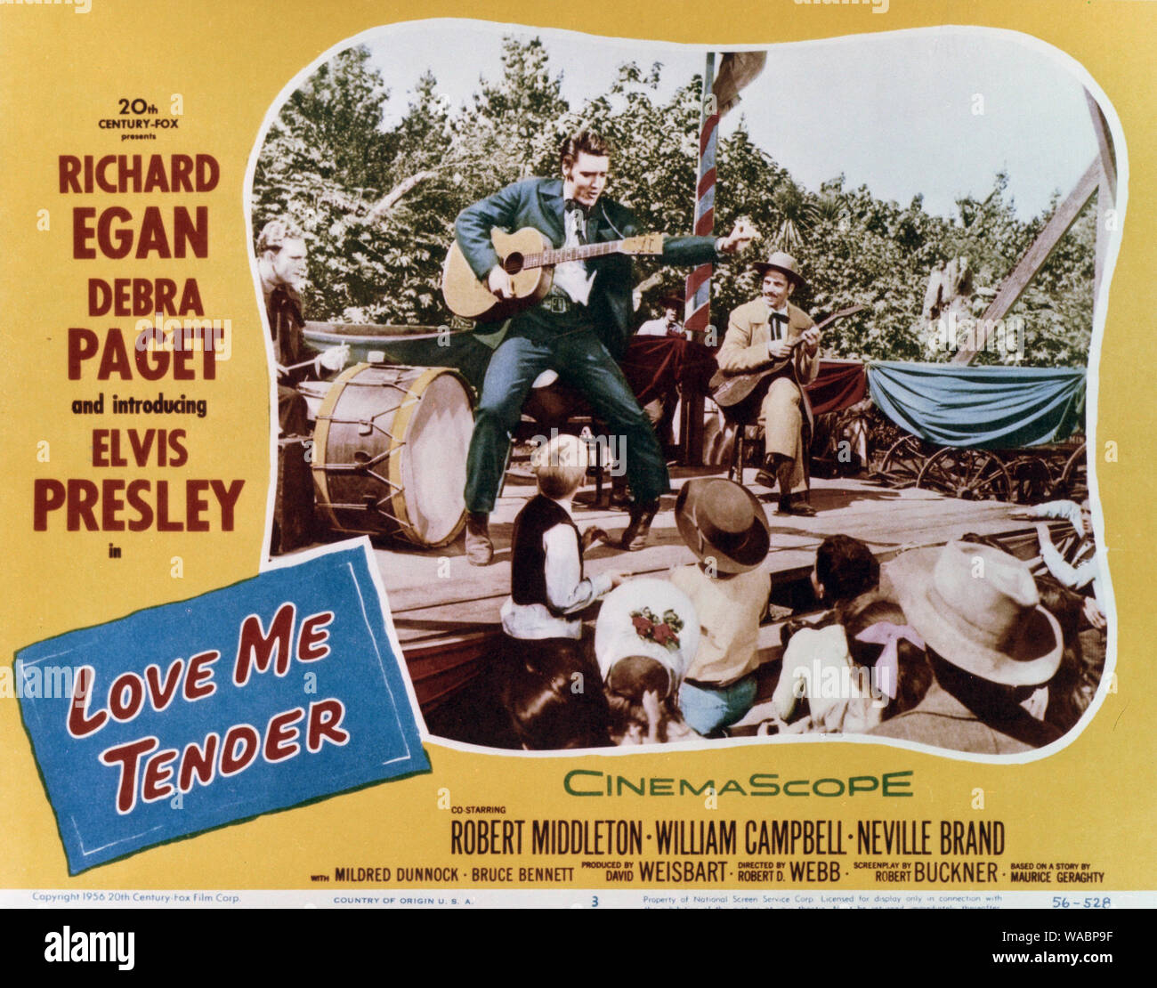 Elvis Presley, "Love Me Tender' (1956) XX Century Fox Poster / Lobby File Scheda di riferimento # 33848-465THA Foto Stock