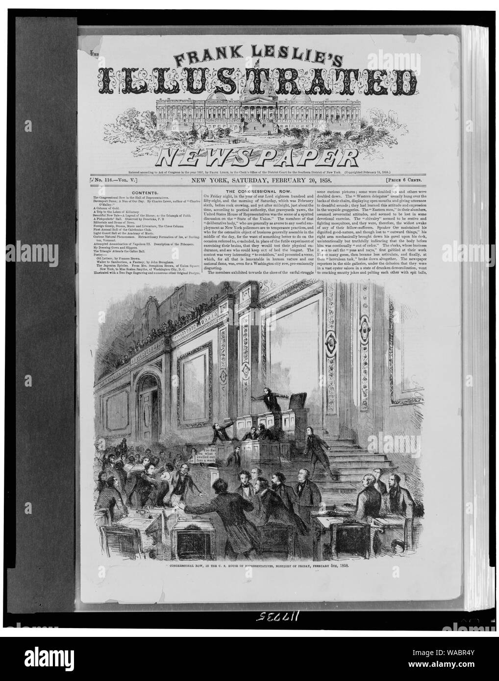 Riga del Congresso, in U. S. Casa di rappresentanti, alla mezzanotte di venerdì, 5 febbraio 1858 Foto Stock