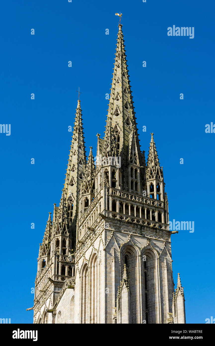 Quimper. Saint-Corentin Cattedrale. Dipartimento Finisterre. Bretagne. Francia Foto Stock