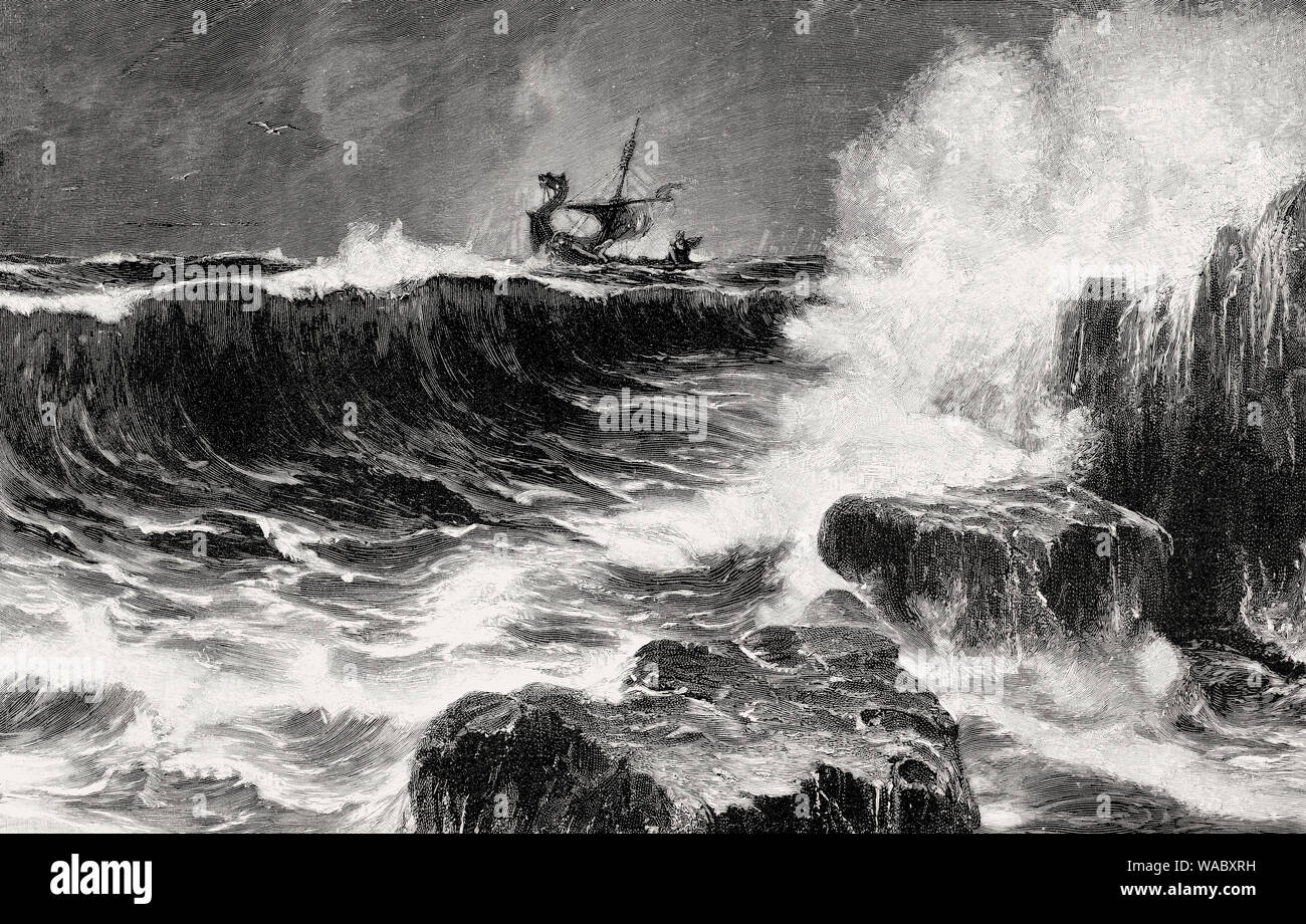 Viking longship, IX secolo Foto Stock