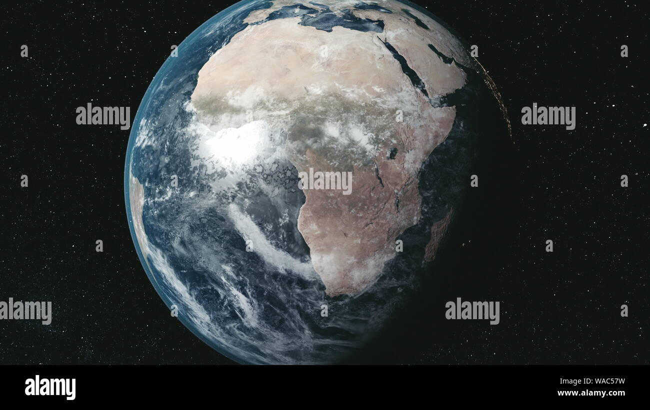 Orbita della terra movimento fascio Star Glow galassia vicina. Sun Radiance universo dello zoom della mappa nel Sistema Solare deep outer space concetto di viaggio animazione 3D Foto Stock