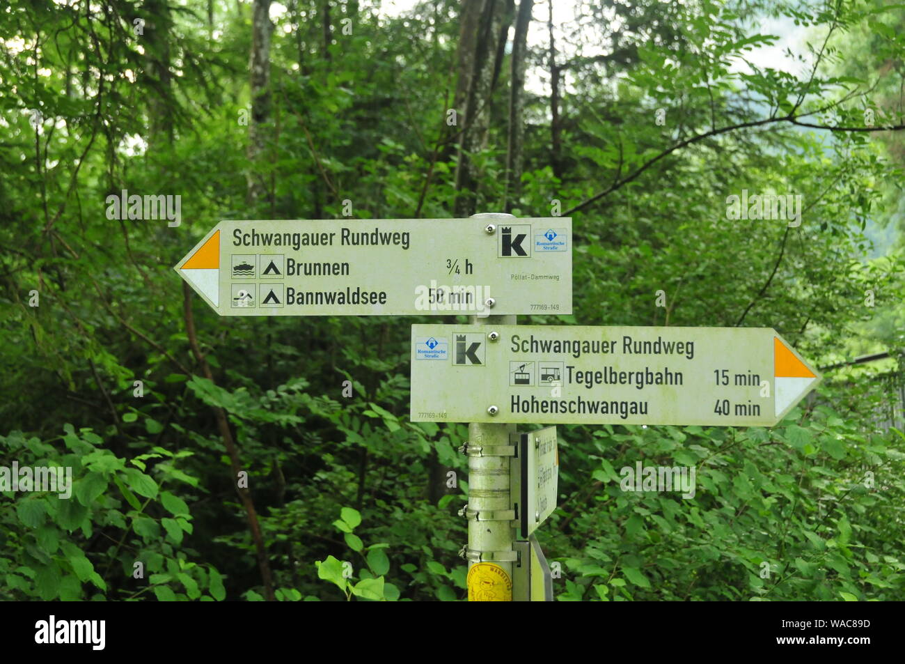 Segno posto a Hochenschwangau e Tegelbergbahn Foto Stock