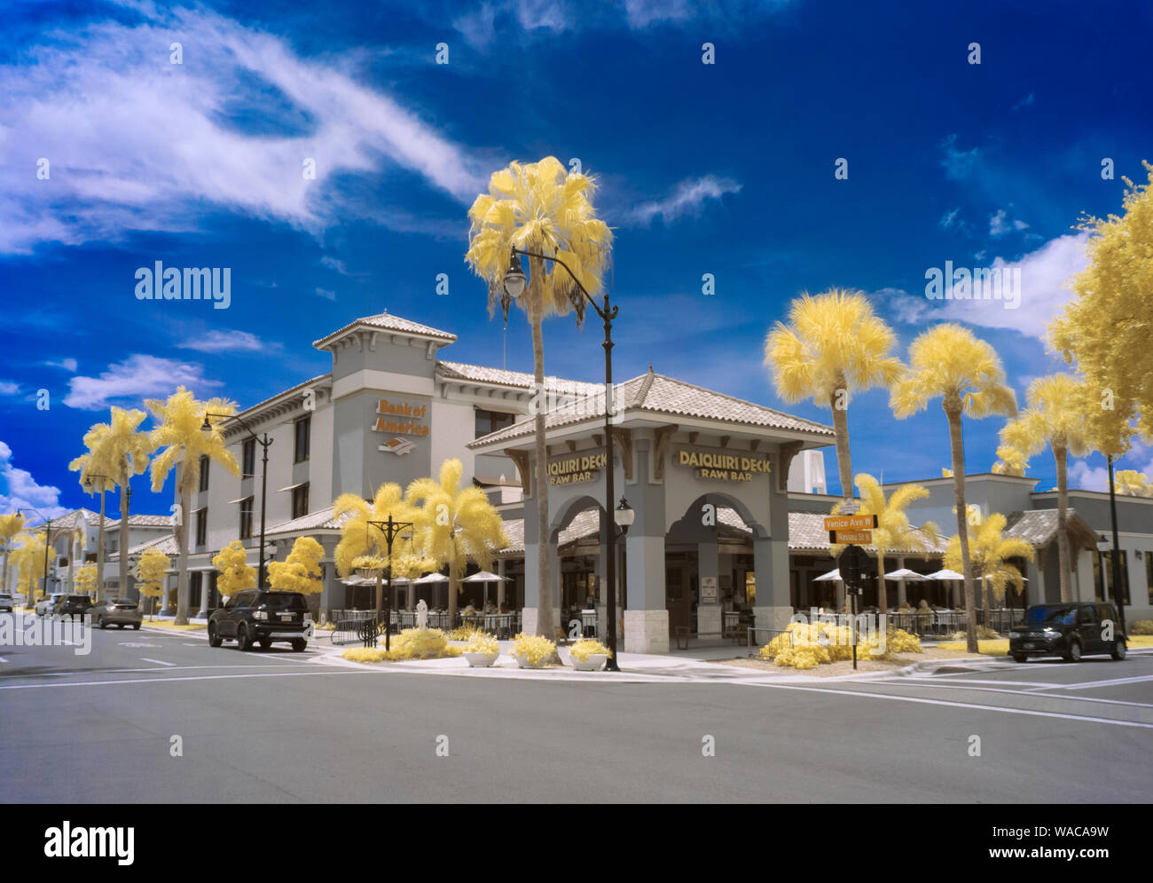 Ovest Viale Venezia in Vencie Florida preso come un rosso a infrarossi immagine a falsi colori Foto Stock