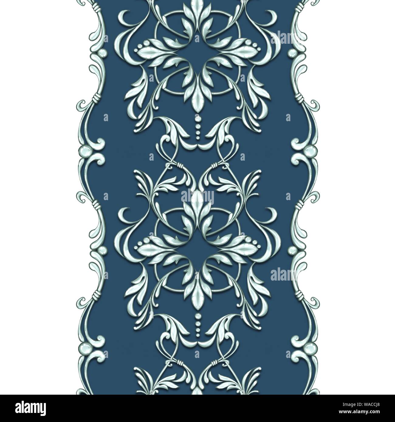 Golden barocco frontiera senza giunture. Modello classico con foglie di astratto Foto Stock