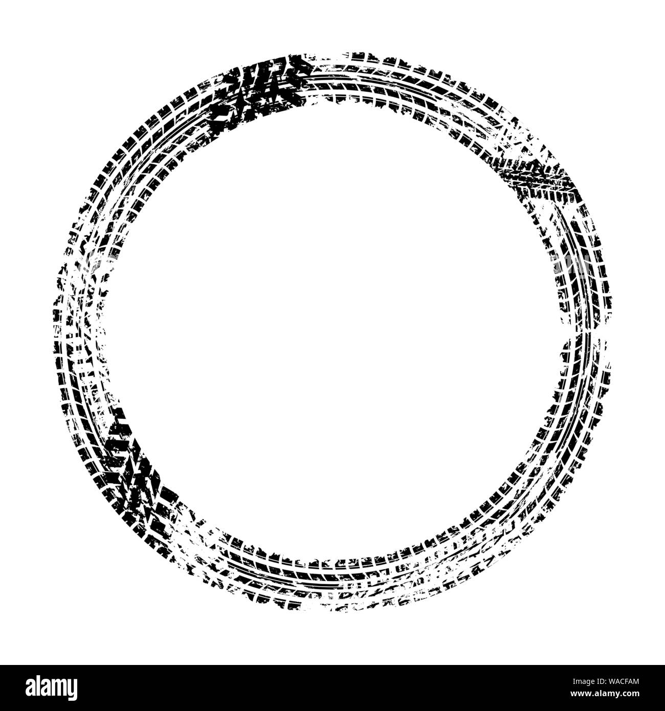 Nero Cerchio grunge pneumatico via isolato su sfondo bianco Illustrazione Vettoriale