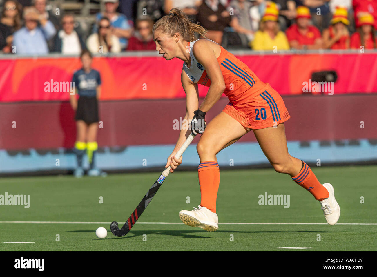 Anversa, 19-08-2019, EuroHockey Championship (donne) 2019. Luogo: Sportcentrum Wilrijkse Plein. Laura Nunnink durante il gioco la Spagna vs Paesi Bassi. Foto Stock