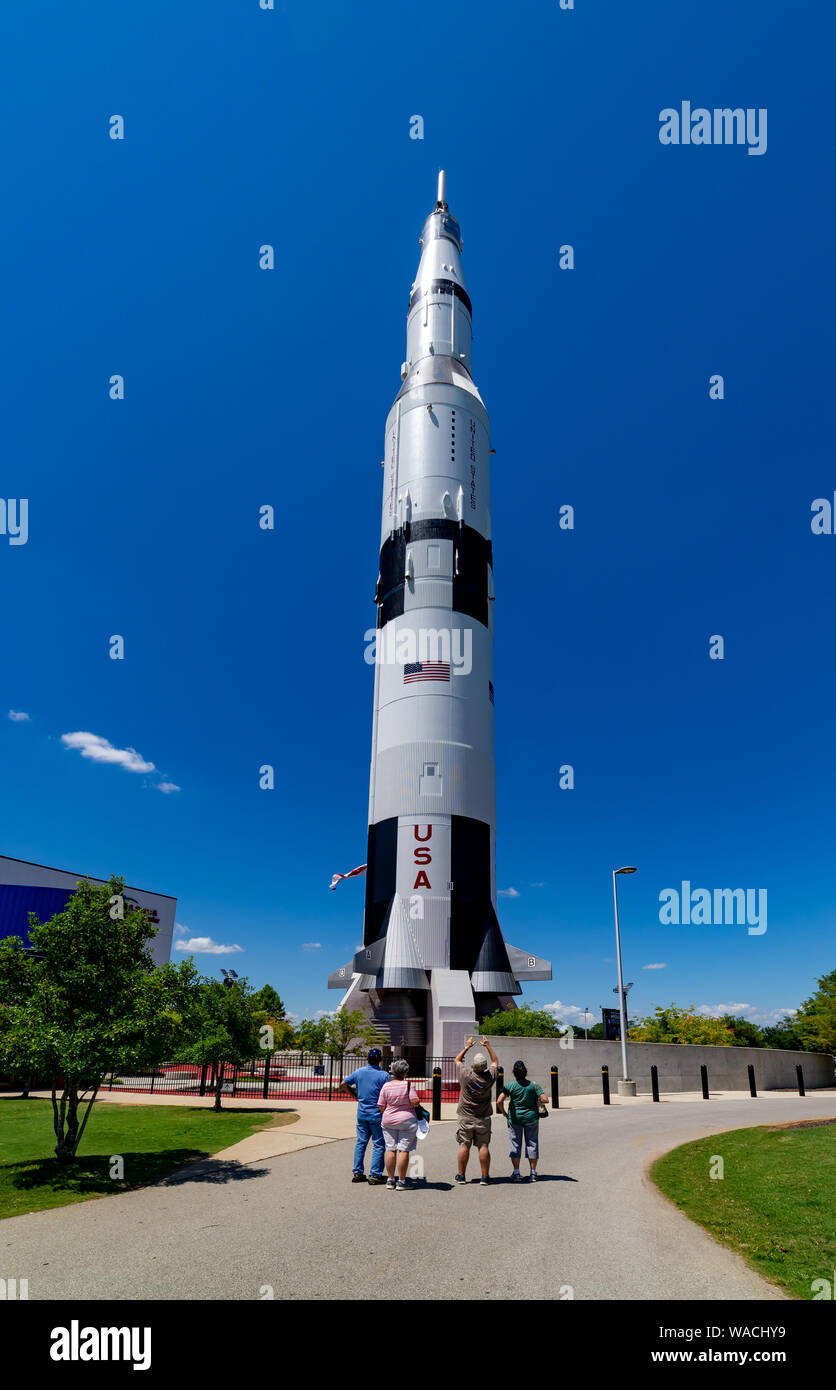 La storia di Le Mans volo spaziale è in esposizione presso lo spazio e Rocket Center di Huntsville, Alabama. Questo è il cinquantesimo anniversario dello sbarco sulla luna. Foto Stock