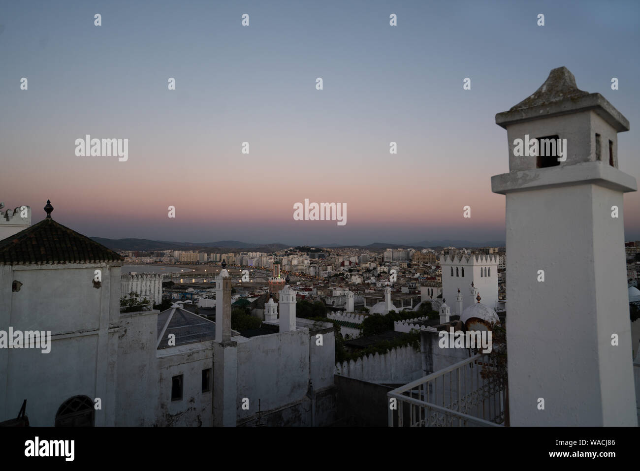 Tramonto sulla Medina di Tangeri, Marocco Foto Stock