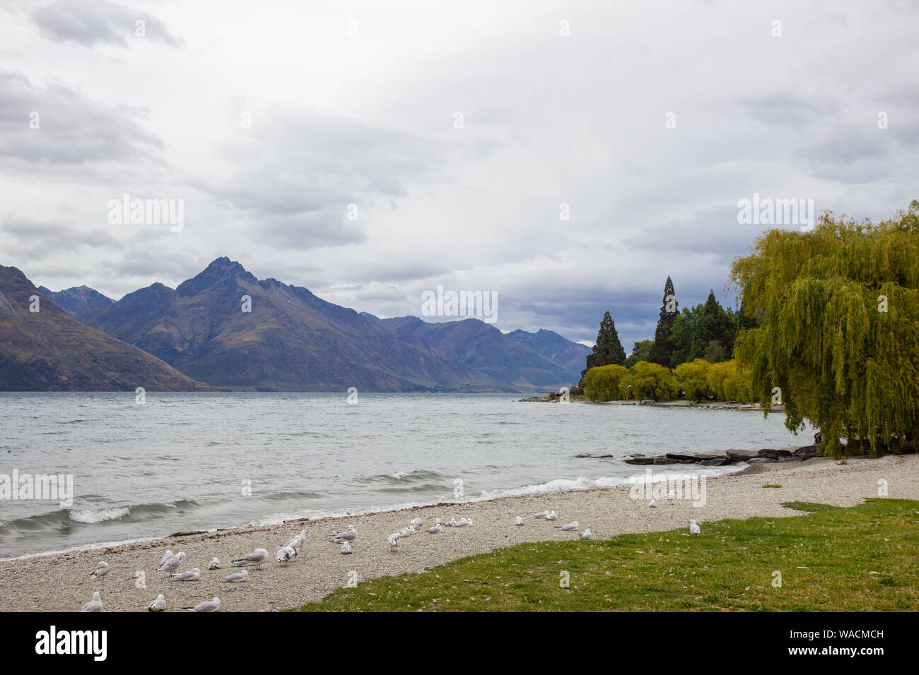 Lago di Wakatipu lago a Queenstown, Nuova Zelanda Foto Stock