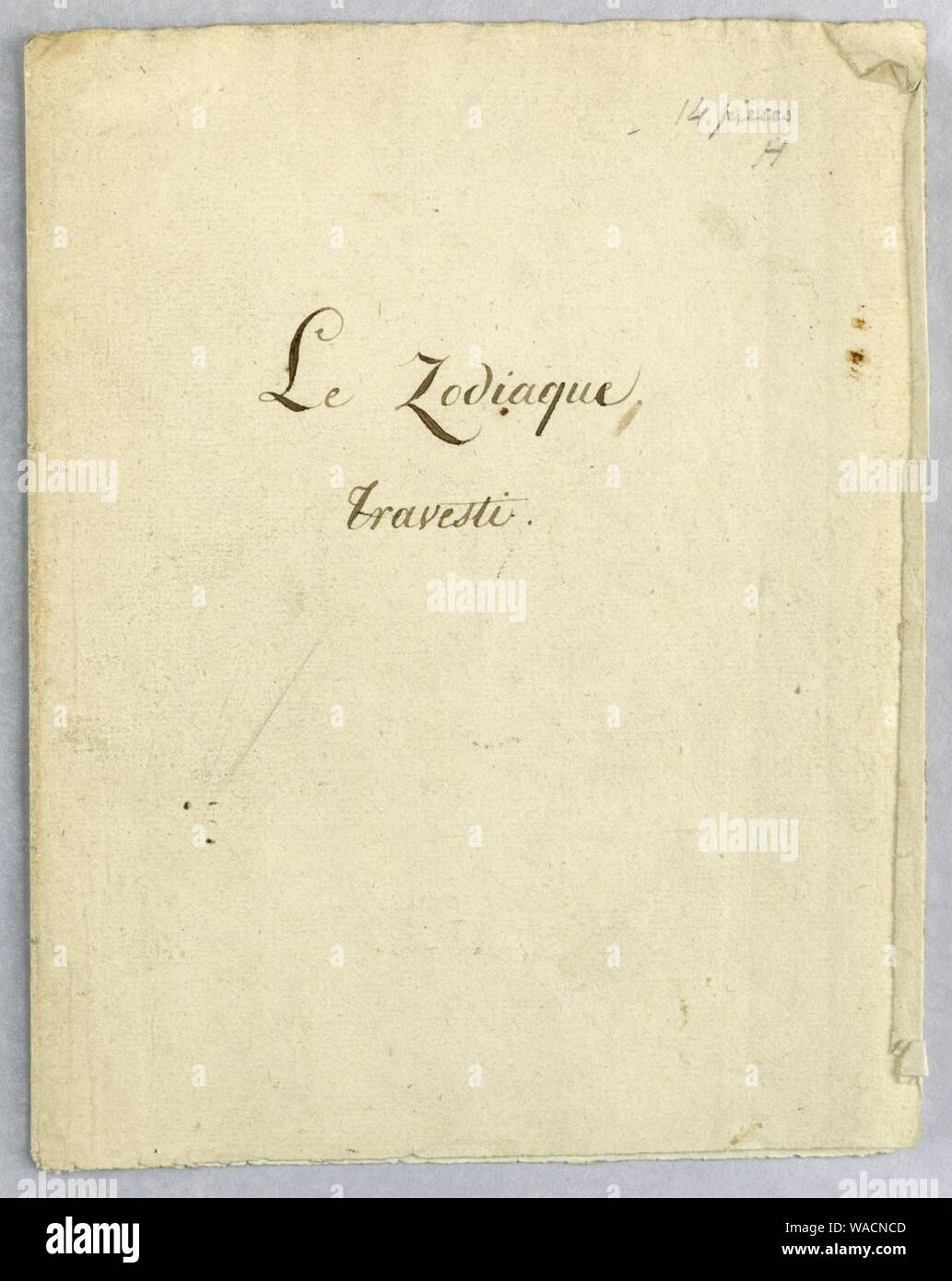 Documento, Album Cover Design per le Zodiaque travesti (la farsa Zodiac), 1824 Foto Stock