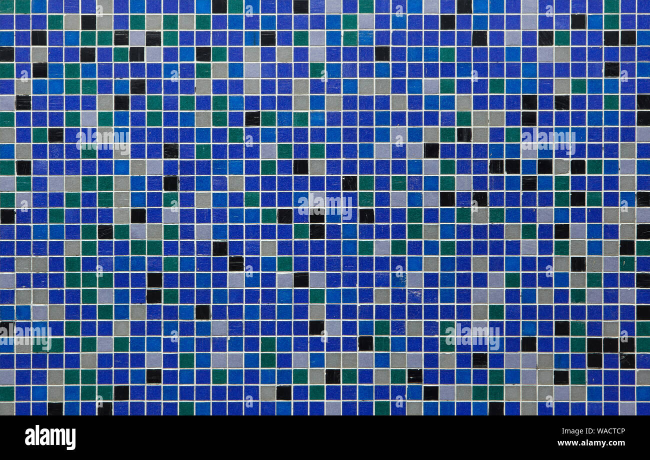Blu di piastrelle a mosaico. Texture di sfondo. Foto Stock
