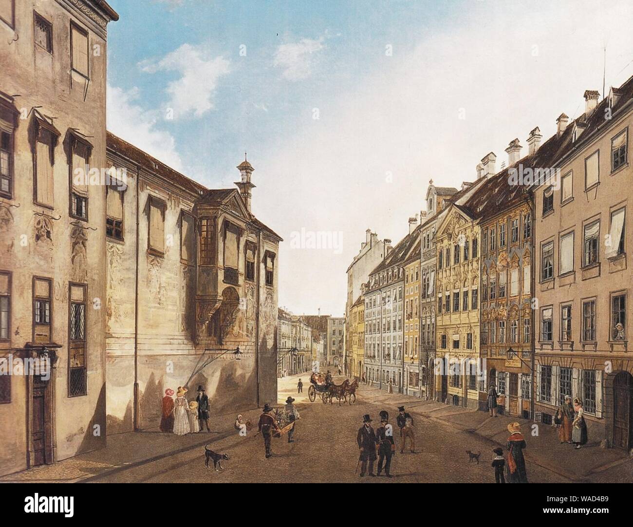 Domenico Quaglio (1787 - 1837), München - Die Residenzstraße gegen den Max-Joseph-Platz im Jahr 1826. Foto Stock