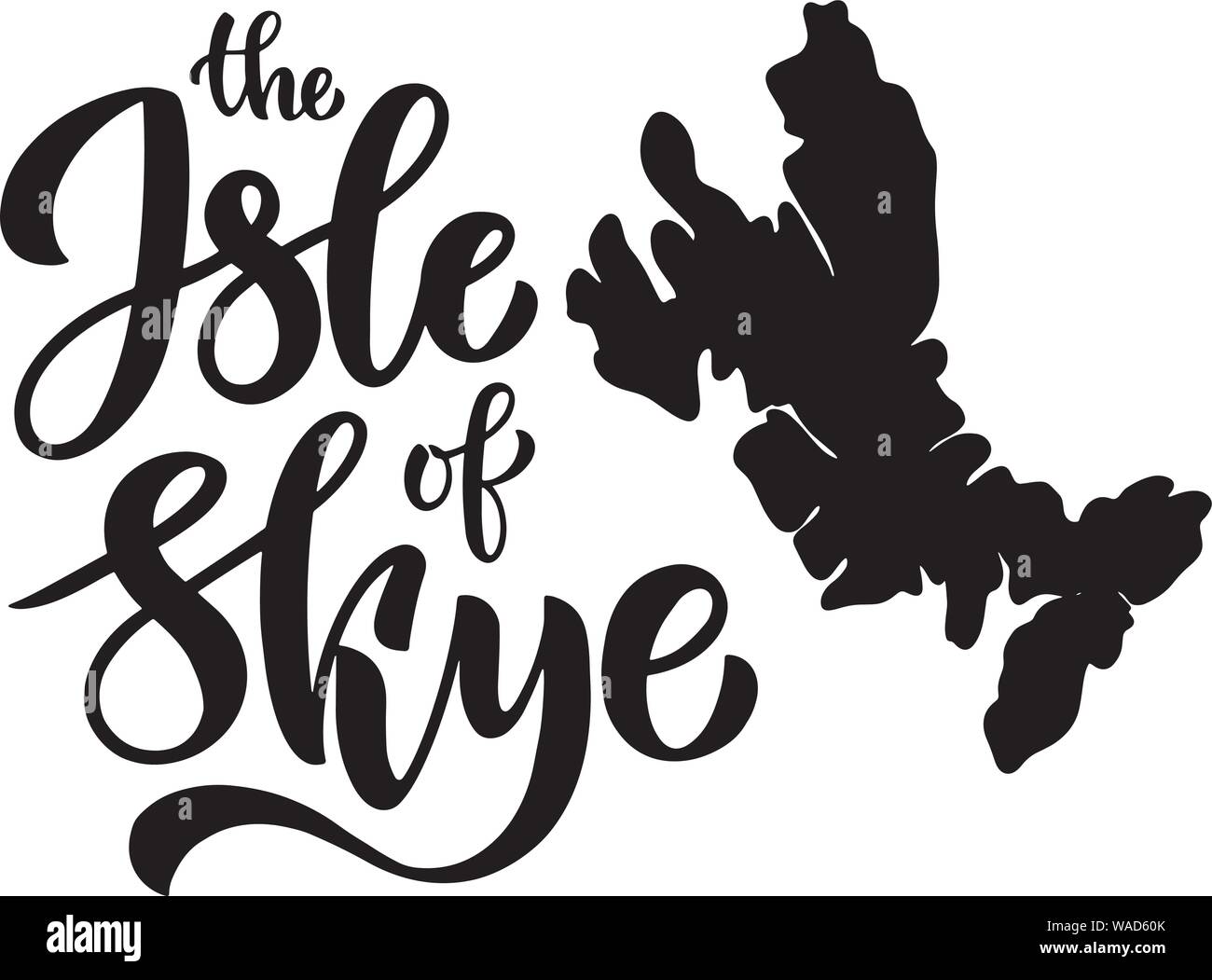 L'isola di Sky spazzola composizione scritta per cartoline, poster, invito, guida turistica o di un logo. Vettore illustrazione lettering. Illustrazione Vettoriale