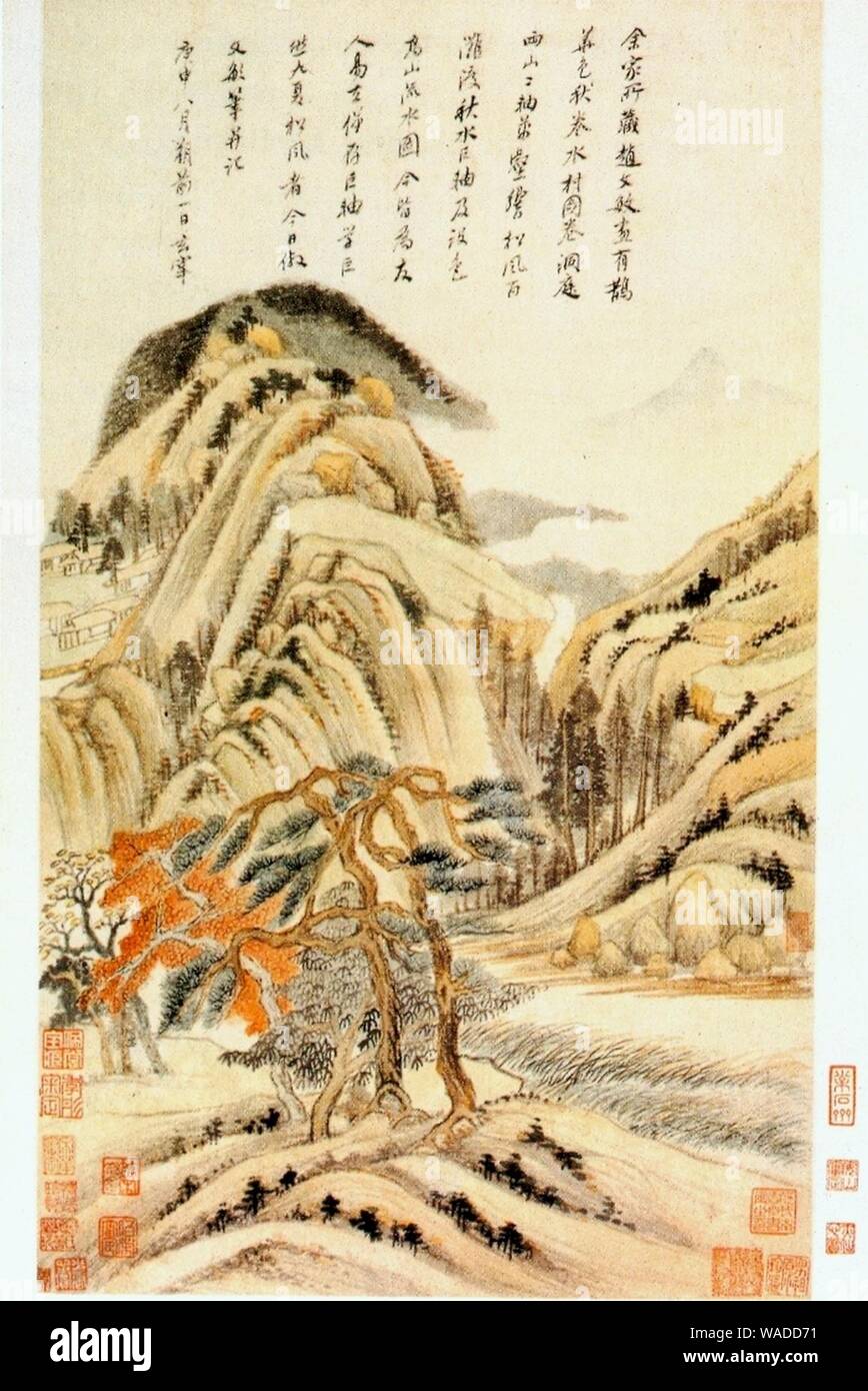 Dong Qichang otto scene in autunno. 4. Album leaf. 1620. Foto Stock