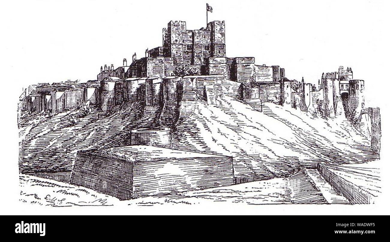 Il castello di Dover del XIX secolo il disegno. Foto Stock