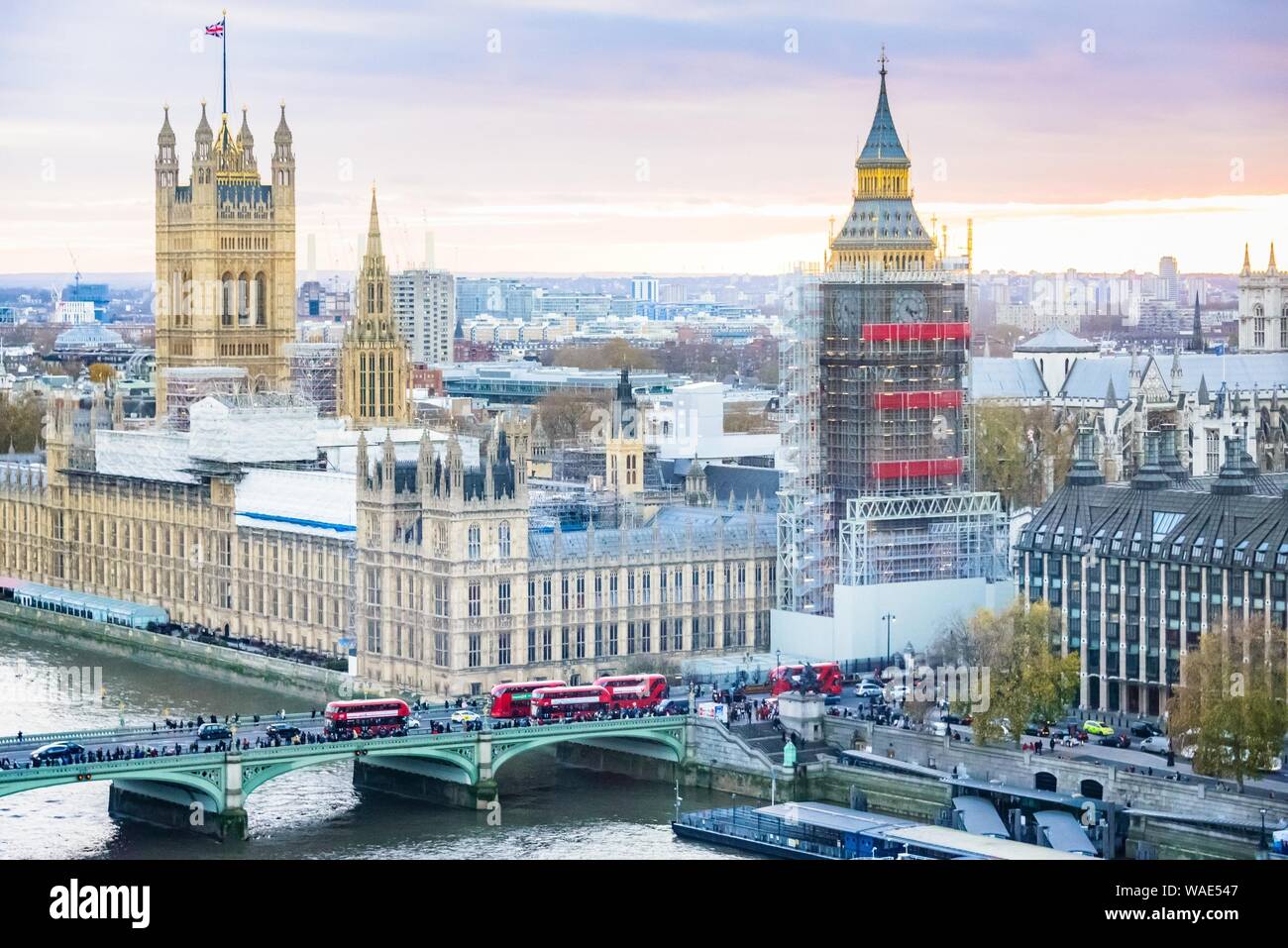 La ricostruzione del Big Ben Tower a Londra, Regno Unito. Foto Stock
