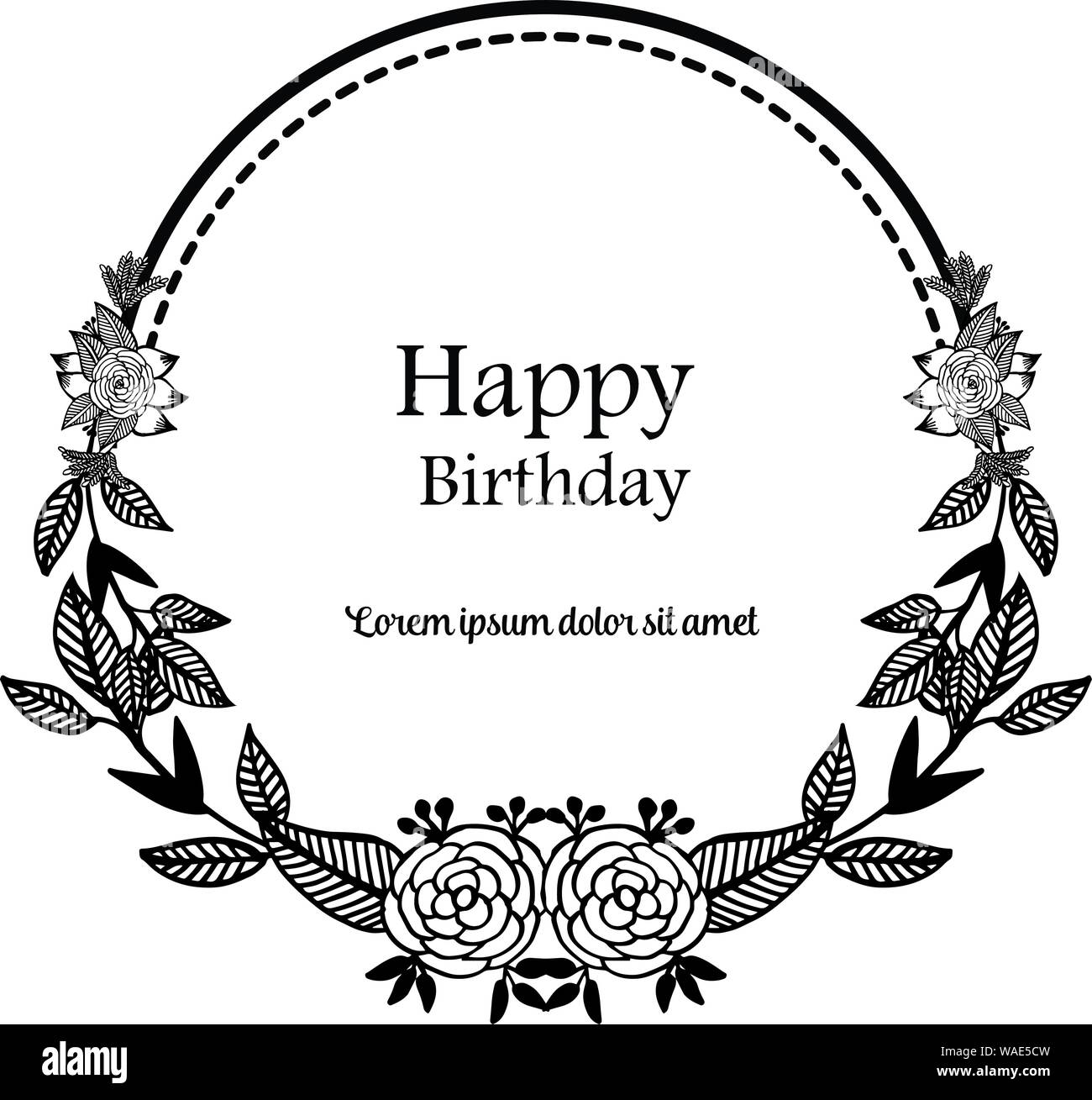 auguri di buon compleanno floreale - 4 Motivi floreali, design simpatico omaggio floreale con telaio vintage, biglietto di auguri, invito buon compleanno. Illustrazione Vettoriale Immagine e Vettoriale - Alamy