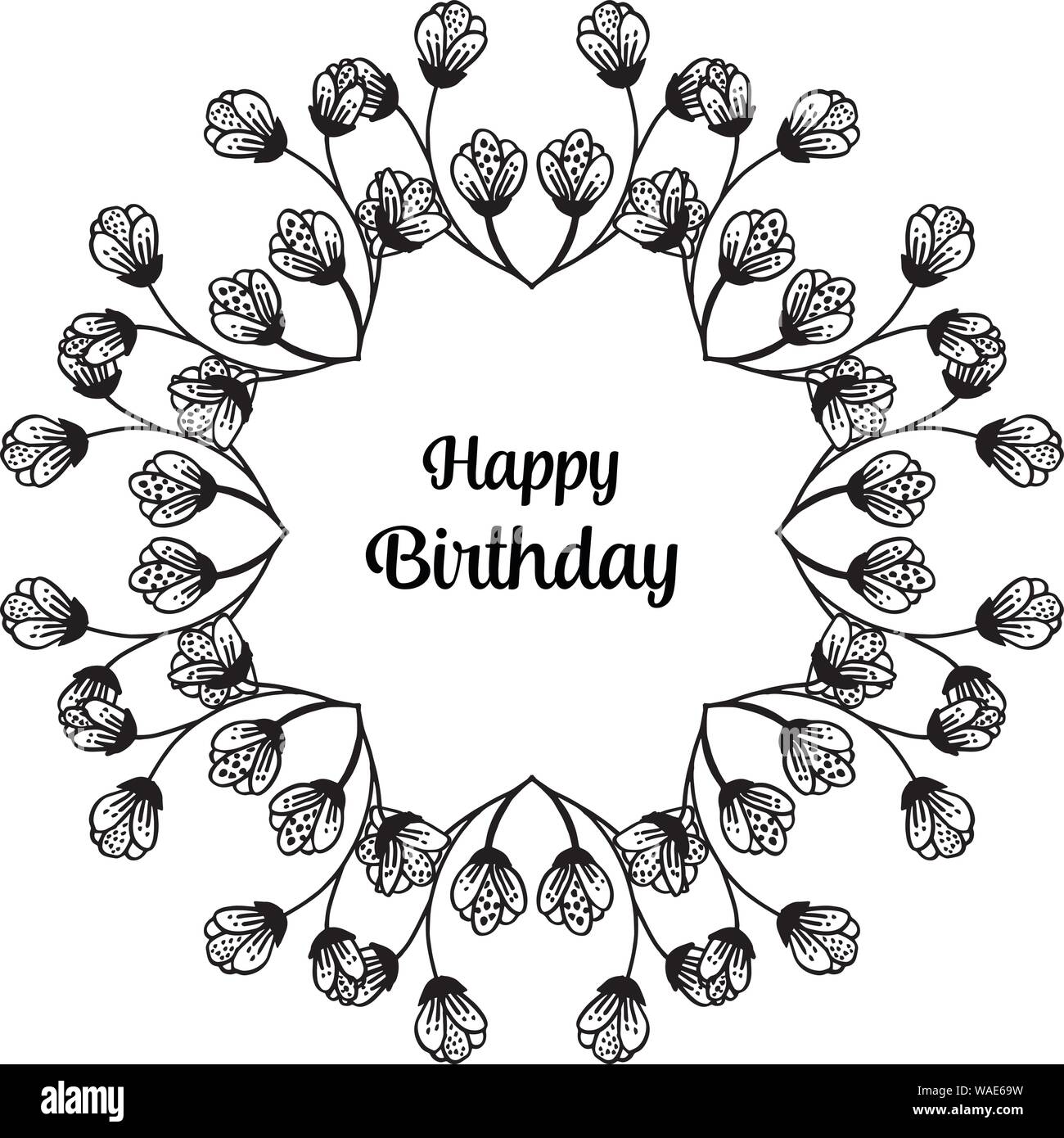 Background di design buon compleanno per biglietto di auguri, con stile unico telaio floreali. Illustrazione Vettoriale Immagine e Vettoriale - Alamy