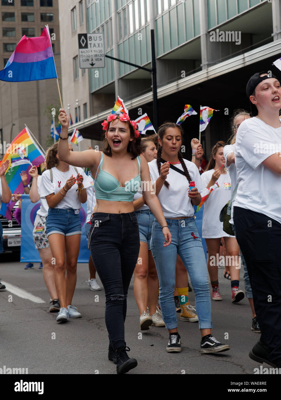 Montreal, Canada 8/18/2019. I partecipanti al Montreal Pride Parade nel centro di Montreal. Foto Stock