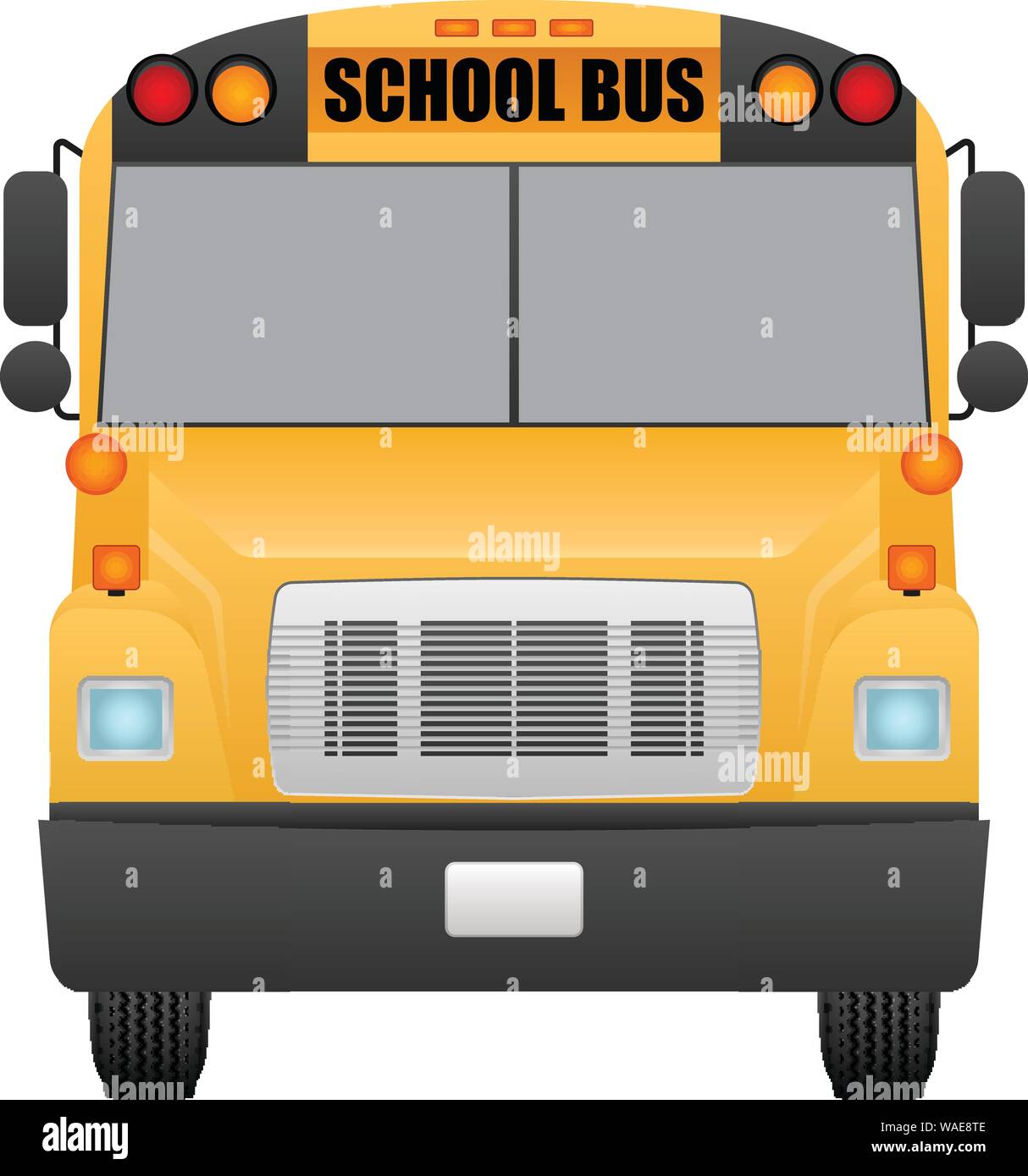 Scuola bus su uno sfondo bianco. Illustrazione Vettoriale. Illustrazione Vettoriale