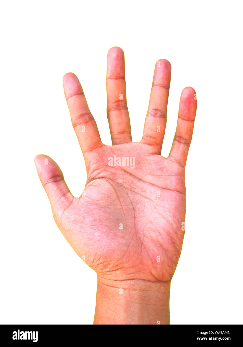 Segno a mano per il numero 5 o 5 simbolo Foto Stock