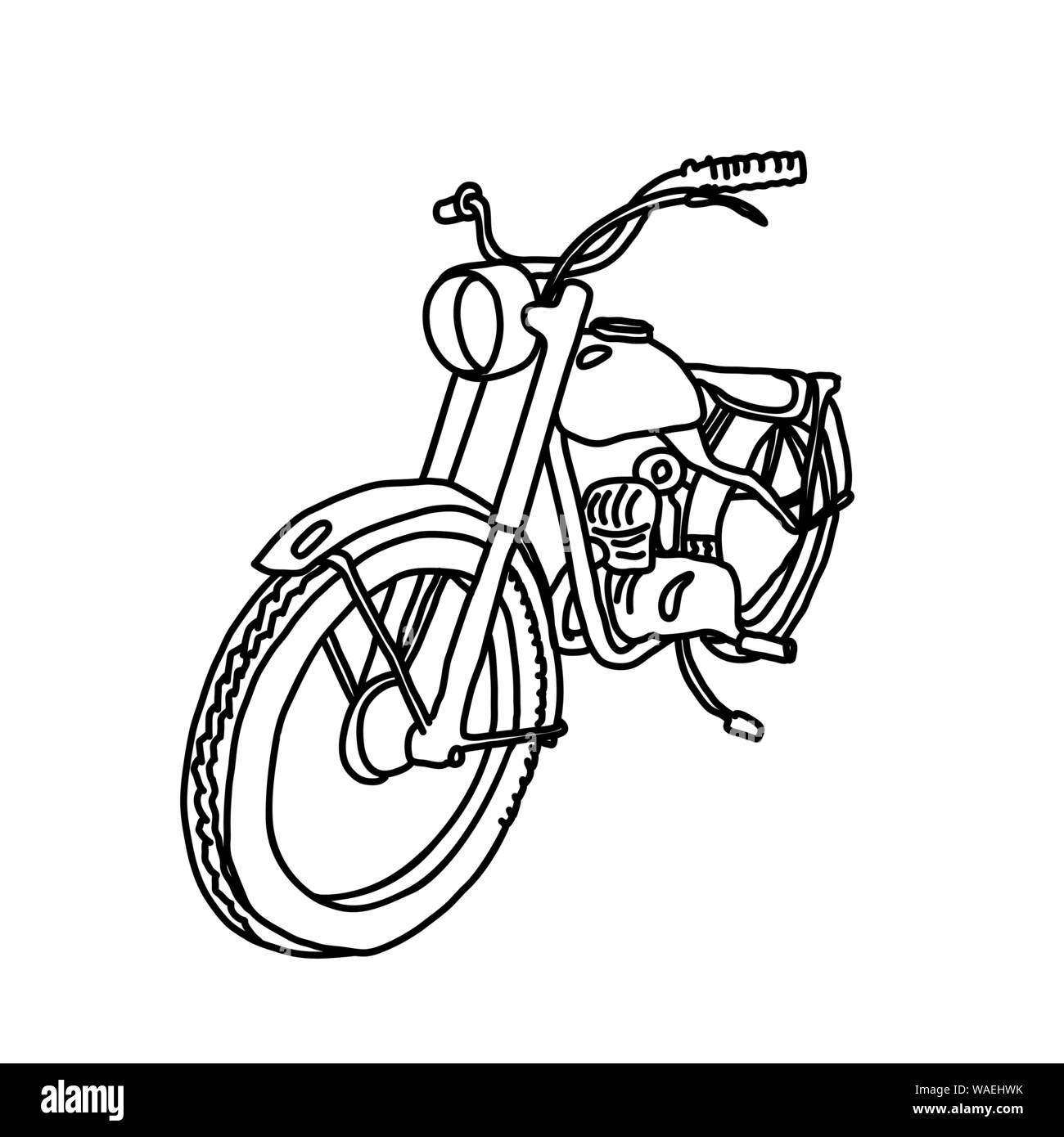 Schizzo di scooter. Stampa Bike. Vettore illustrazione semplice. Illustrazione Vettoriale