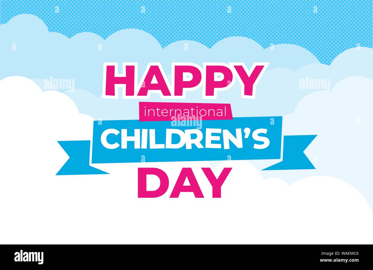 Internazionale felice giorno banner con le nuvole Illustrazione Vettoriale