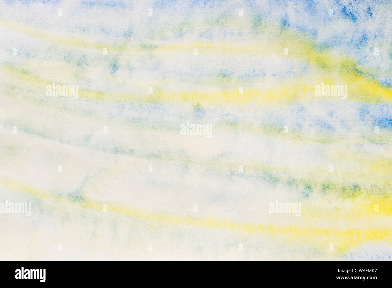 Dipinti ad acquerello texture di sfondo: bianco, blu e gialli Foto Stock