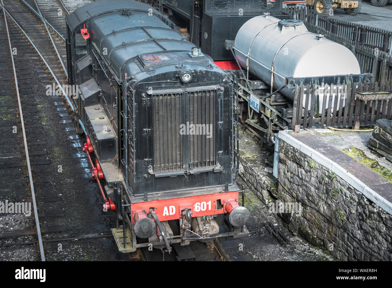 Stazione Haverthwaite sul lungolago e Patrimonio Haverthwaite Railway vicino a Ulverston, Cumbria, Regno Unito Foto Stock