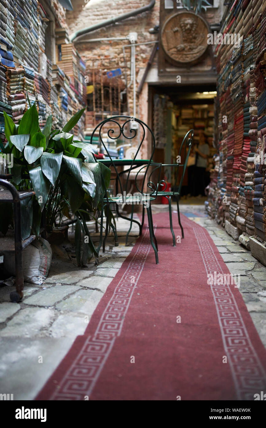 Acqua alta book store di Venezia, Foto Stock