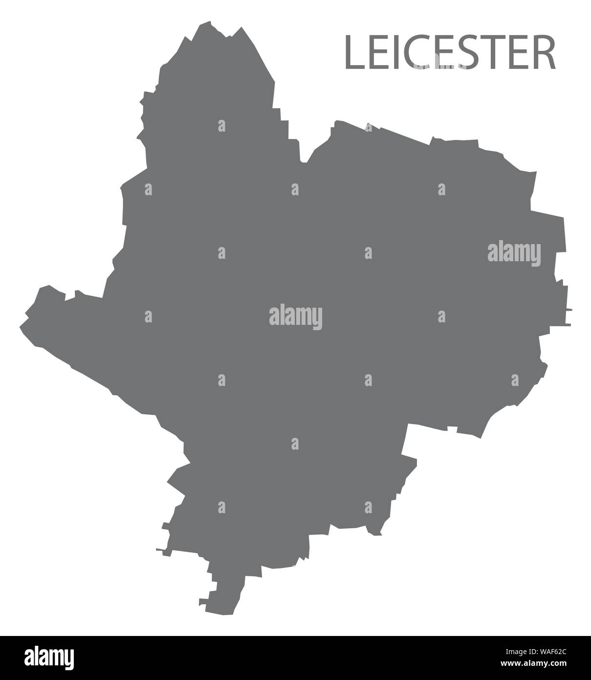 Leicester grigio mappa del Distretto di East Midlands England Regno Unito Illustrazione Vettoriale